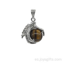 Colgante de la garra de la bola del dragón de Tiger Eye Sphere de la joyería al por mayor de la manera